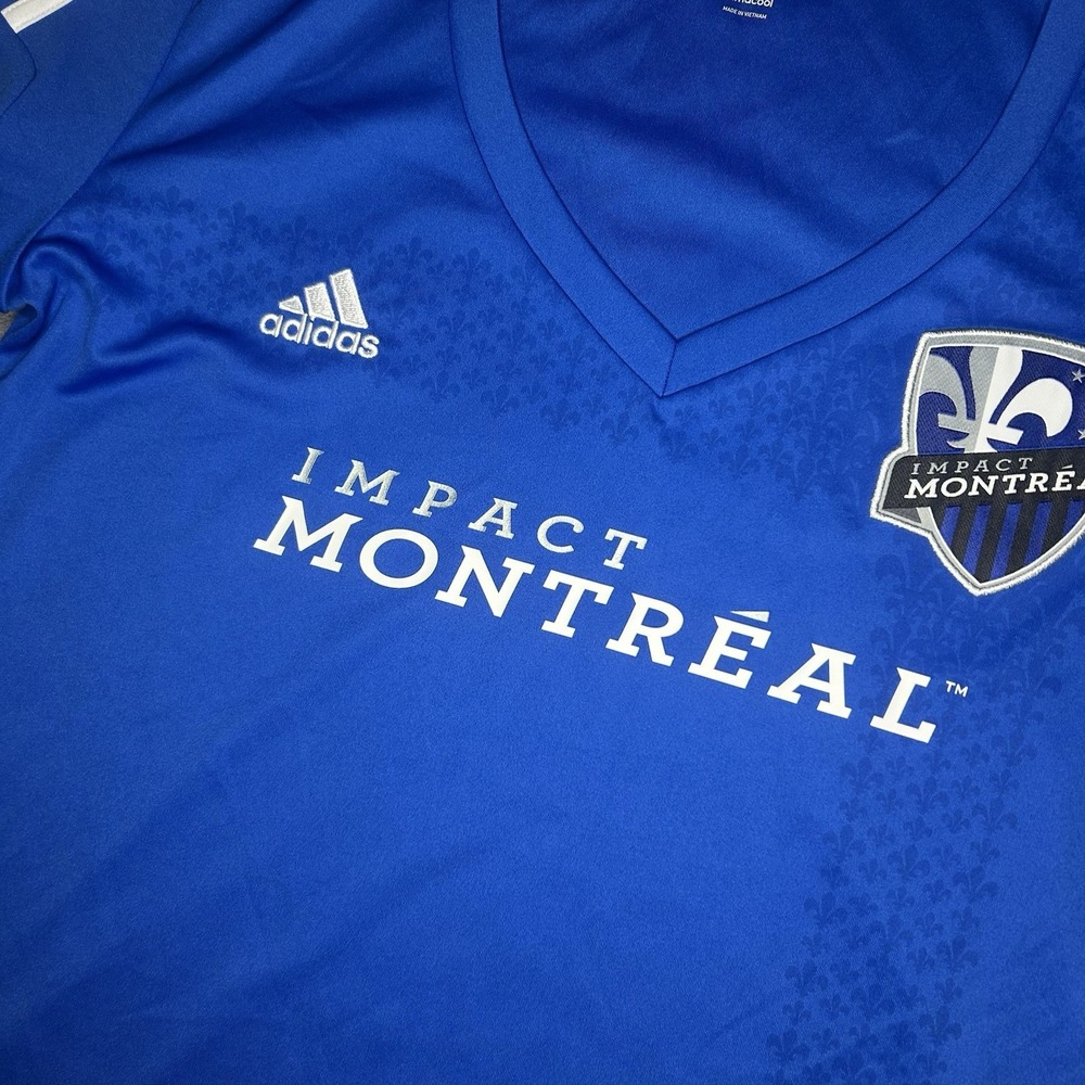 Adidas Women's Large Impact Montreal 2013 Mls Blue Soccer Jersey V Neck - Picture 6 of 12